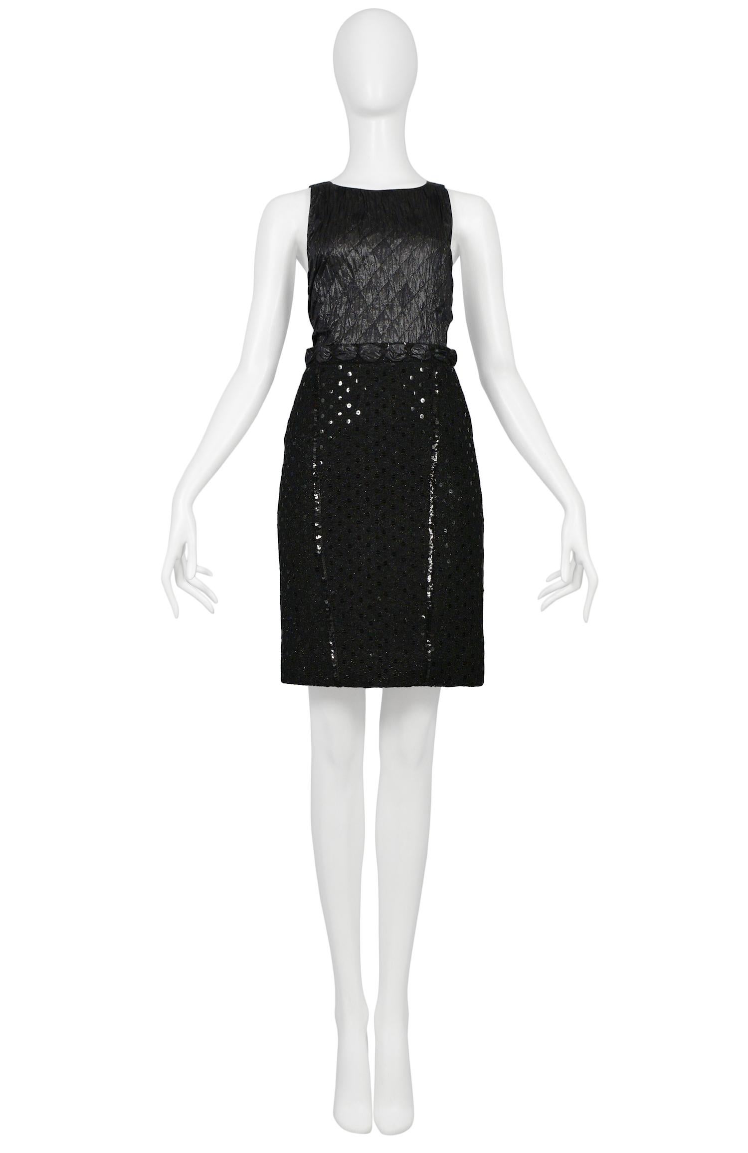 Vintage Chanel Black Boucle Sequin Skirt Suit Ensemble In Excellent Condition In Los Angeles, CA