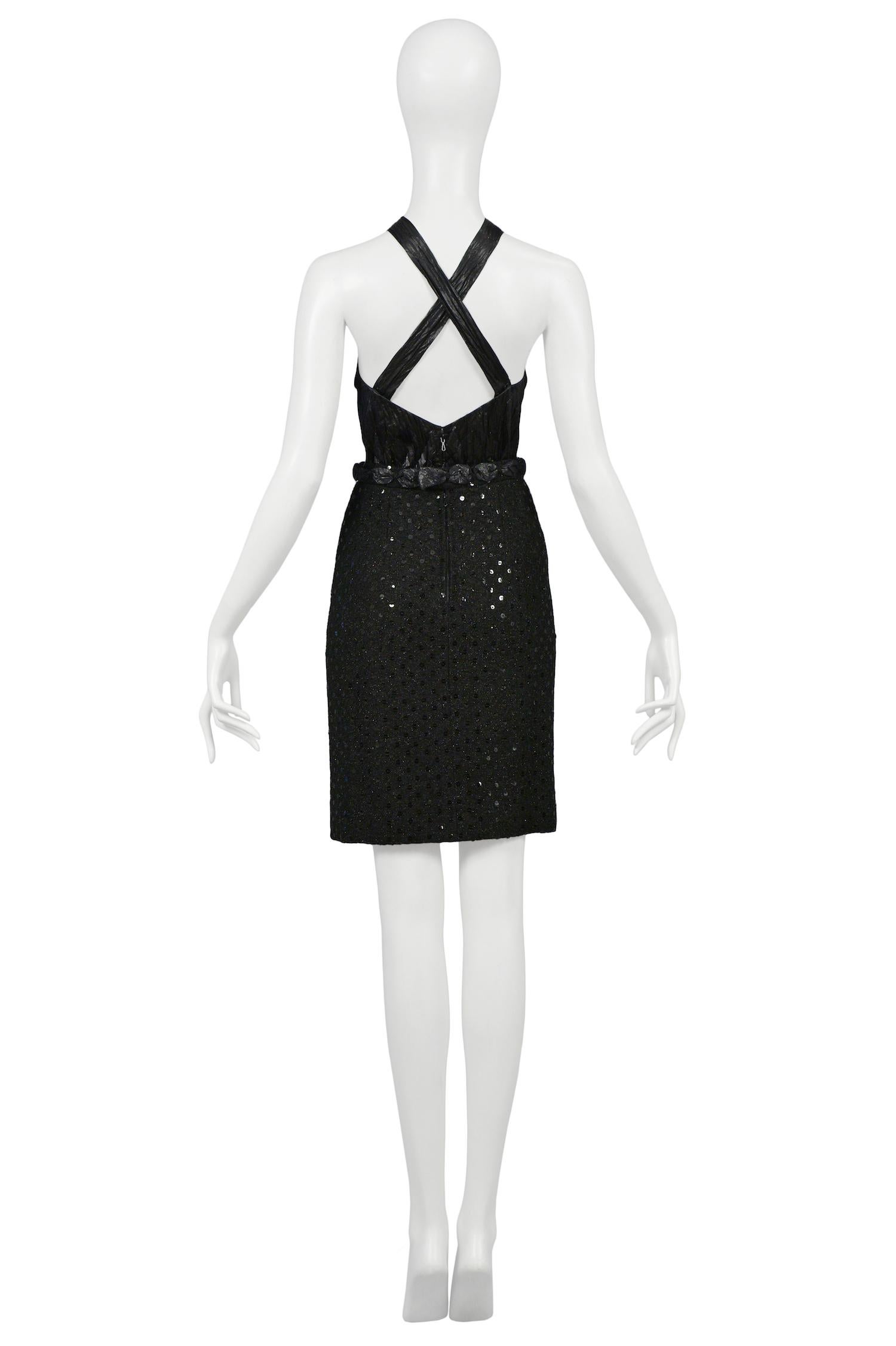 Women's Vintage Chanel Black Boucle Sequin Skirt Suit Ensemble