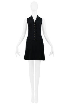 Vintage Chanel Black Button Front Dress 1995