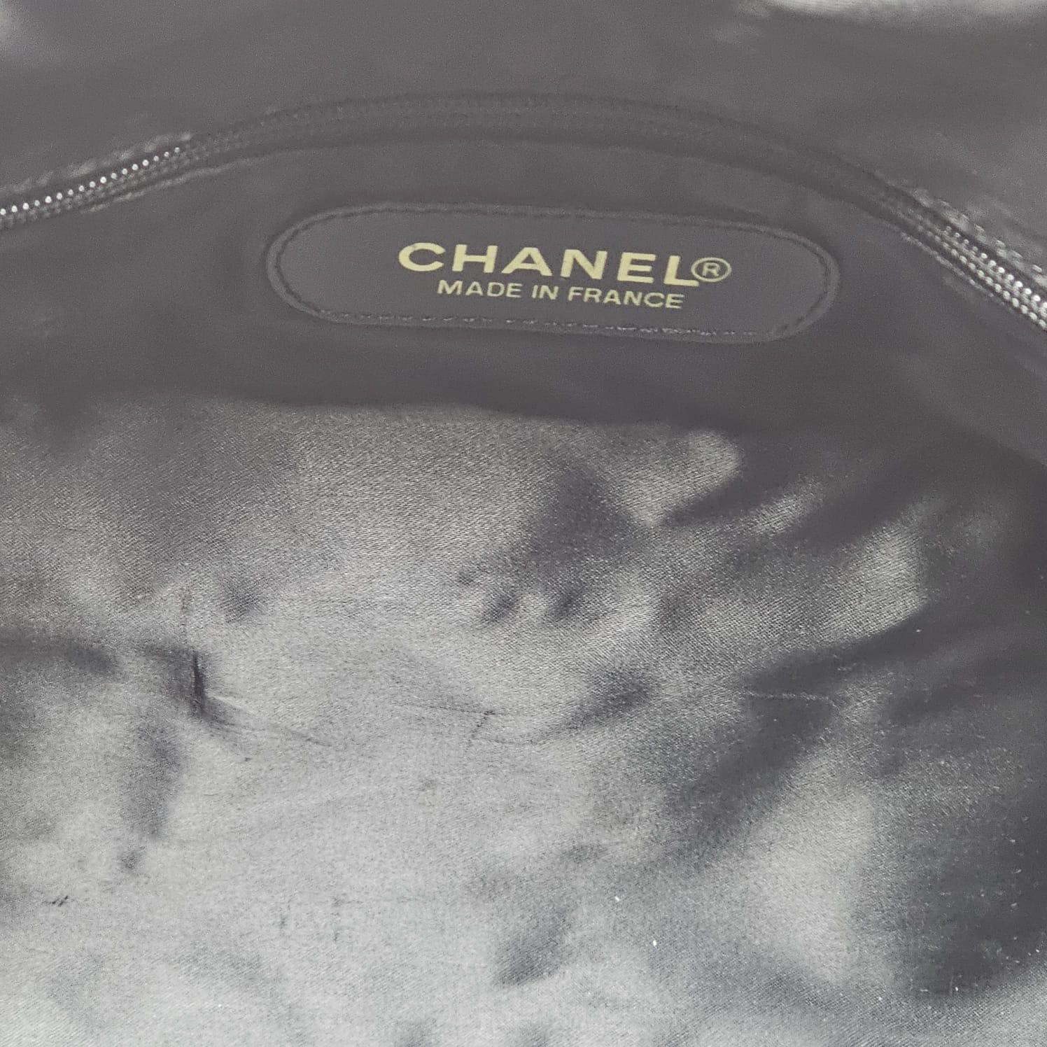 Vintage Chanel Black Caviar Leather Boston Travel Bag 8