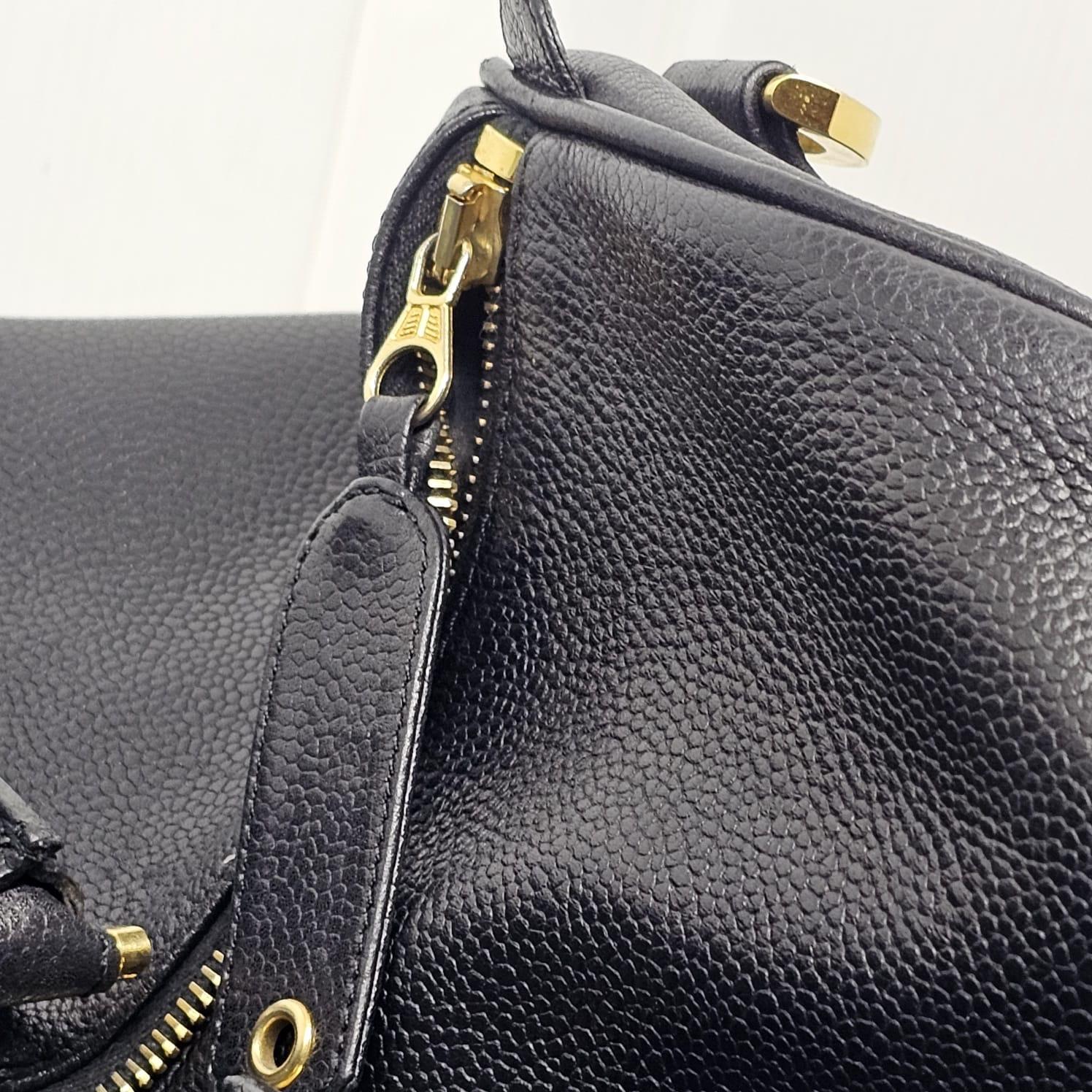 Vintage Chanel Black Caviar Leather Boston Travel Bag 12