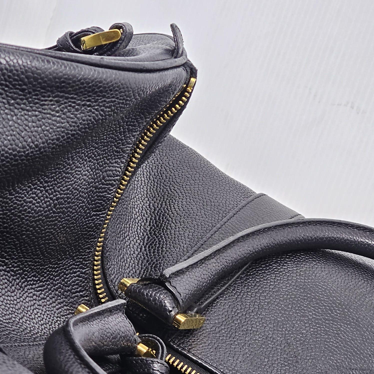 Vintage Chanel Black Caviar Leather Boston Travel Bag 15