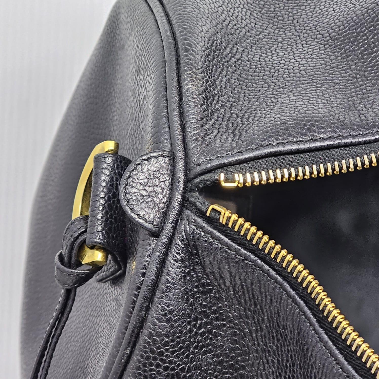 Vintage Chanel Black Caviar Leather Boston Travel Bag 16