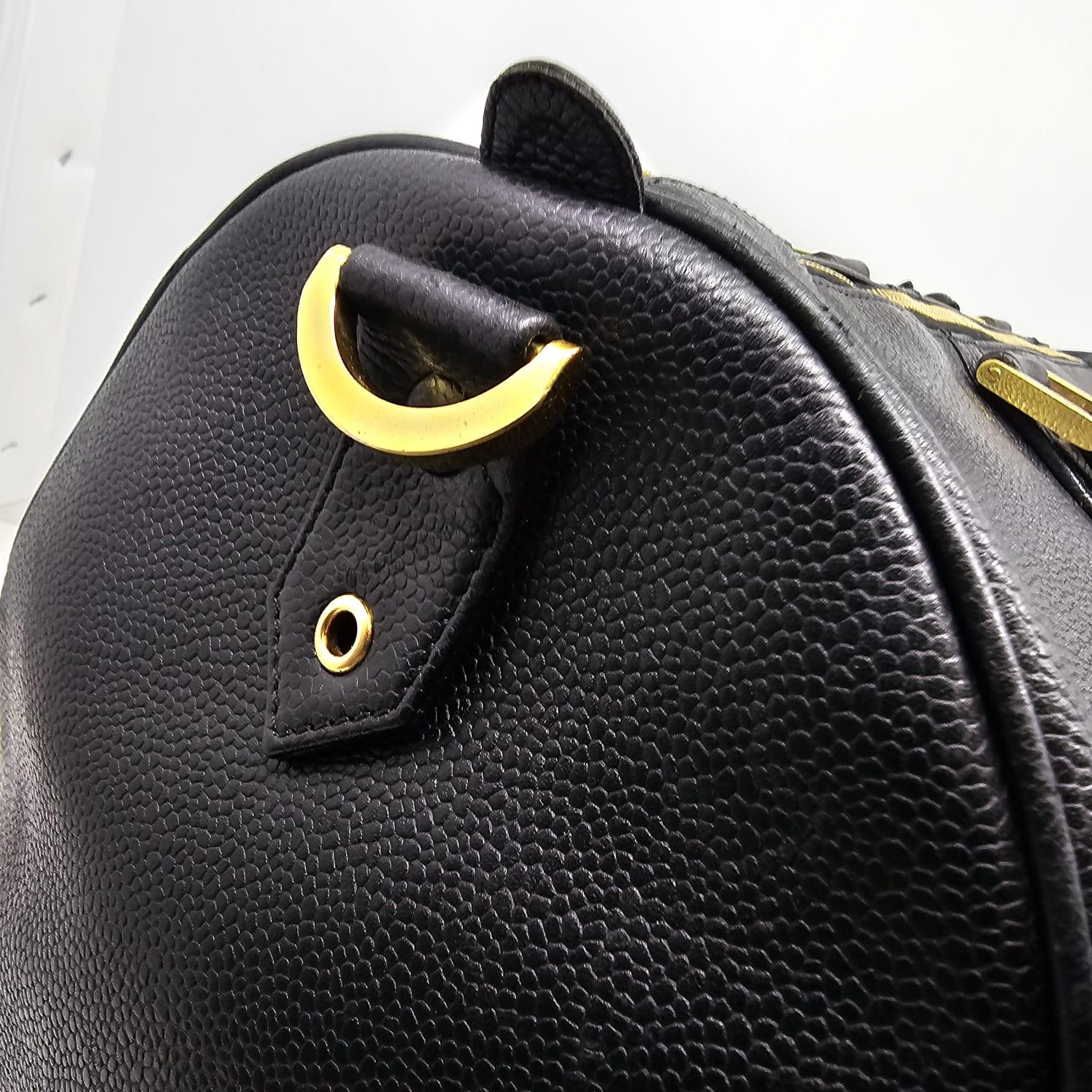 Vintage Chanel Black Caviar Leather Boston Travel Bag 1
