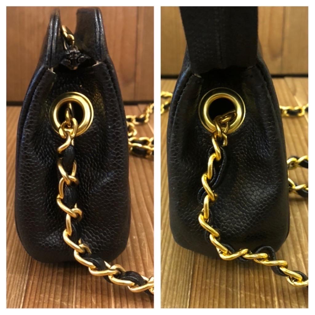 Vintage CHANEL Black Caviar Leather Pouch Bag Clutch Bag (Altered) In Good Condition In Bangkok, TH