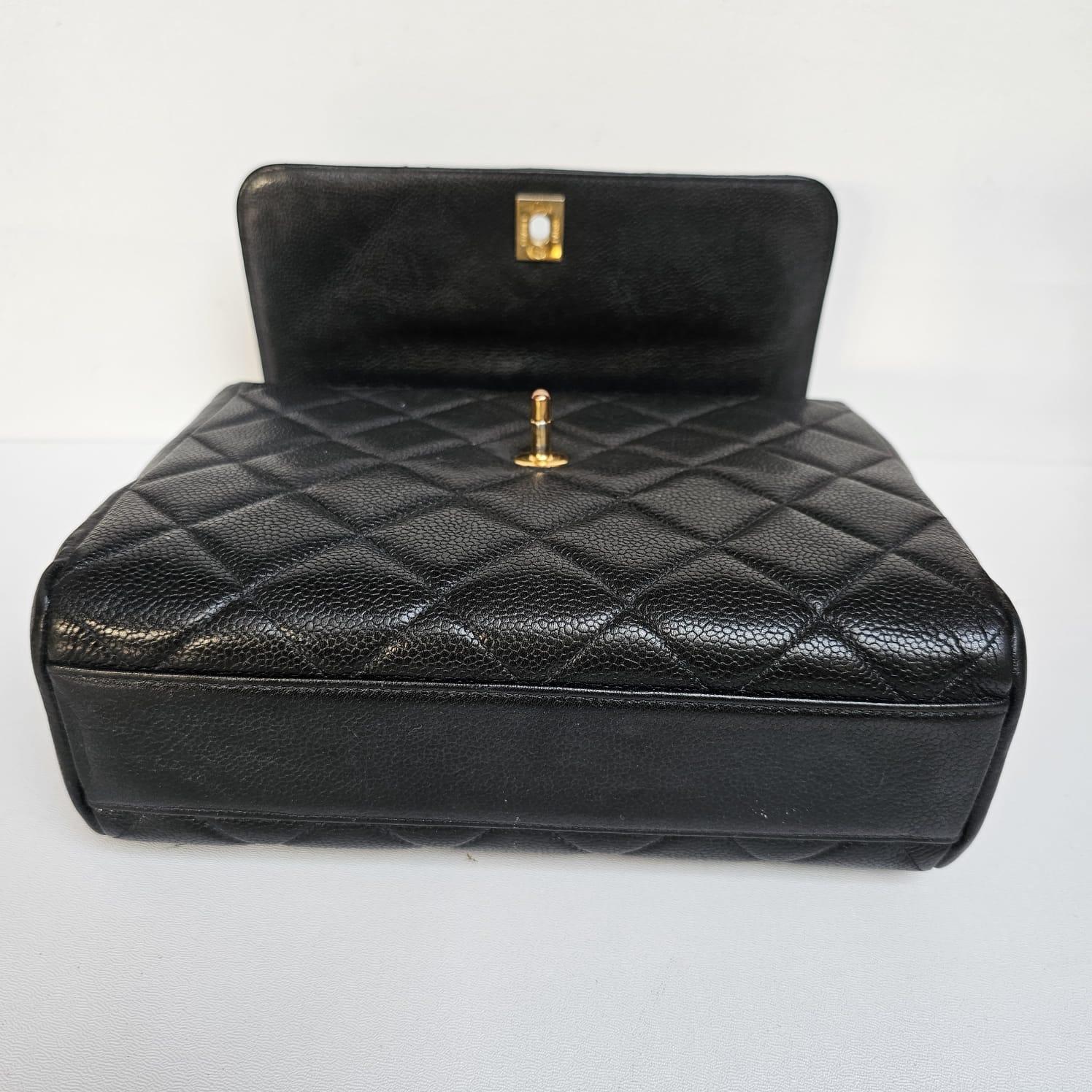 Women's or Men's Vintage Chanel Black Caviar Quilted Square Flap Bag