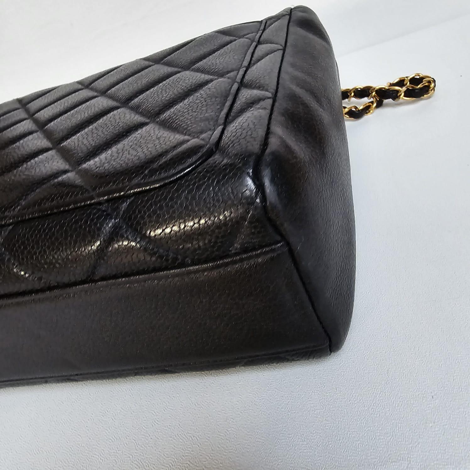 Vintage Chanel Black Caviar Quilted Square Flap Bag 2