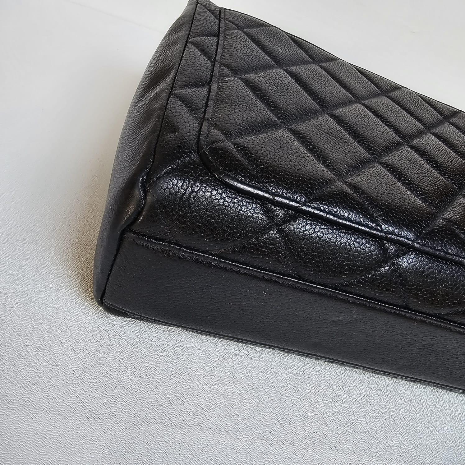 Vintage Chanel Black Caviar Quilted Square Flap Bag 3