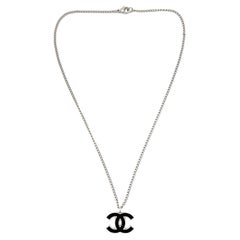 Retro Chanel Black CC Logo Necklace 2006