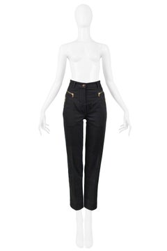Vintage Chanel Black Denim Jeans with Gold Hardware