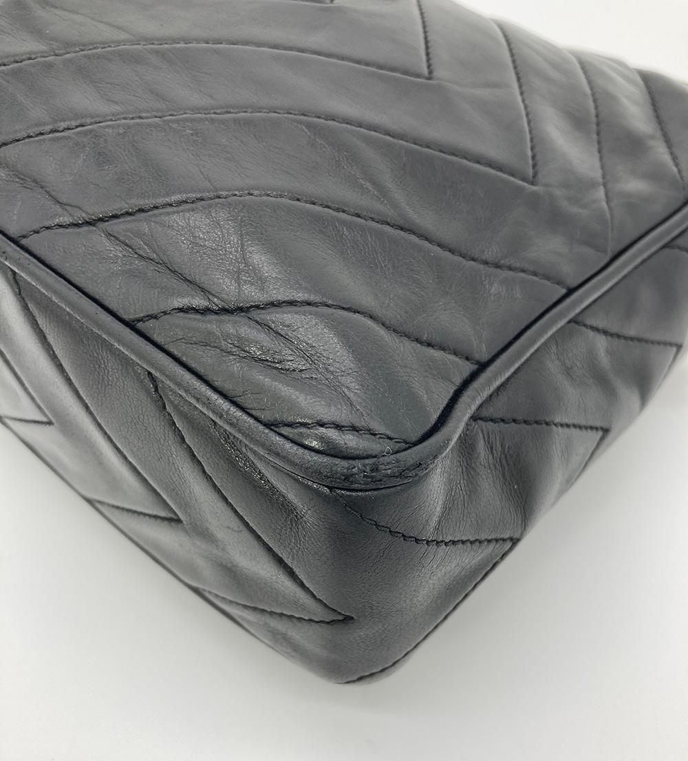 Women's Vintage Chanel Black Diamond Quilted Tassel Camera Bag
