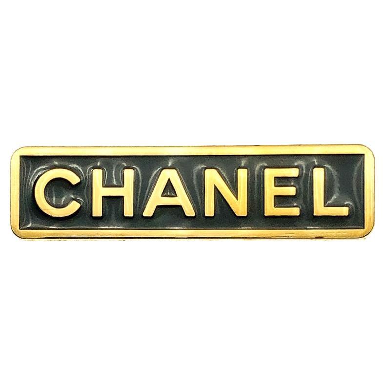 Vintage Chanel Black Enamel Employee Pin 1990s For Sale