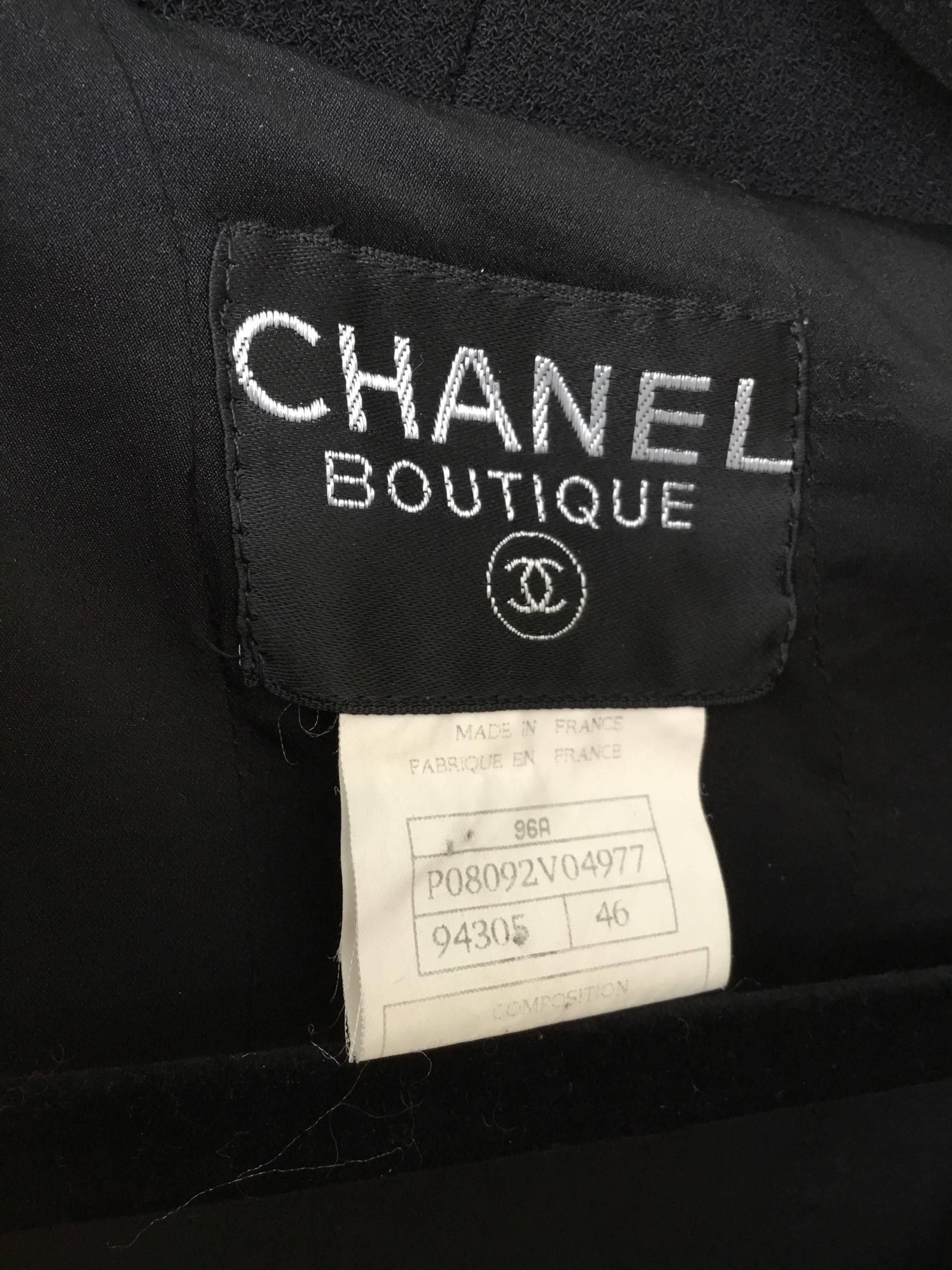 Vintage Chanel Black Jacket and Skirt Suit Set 1996 A Collection In Excellent Condition In Carmel, CA