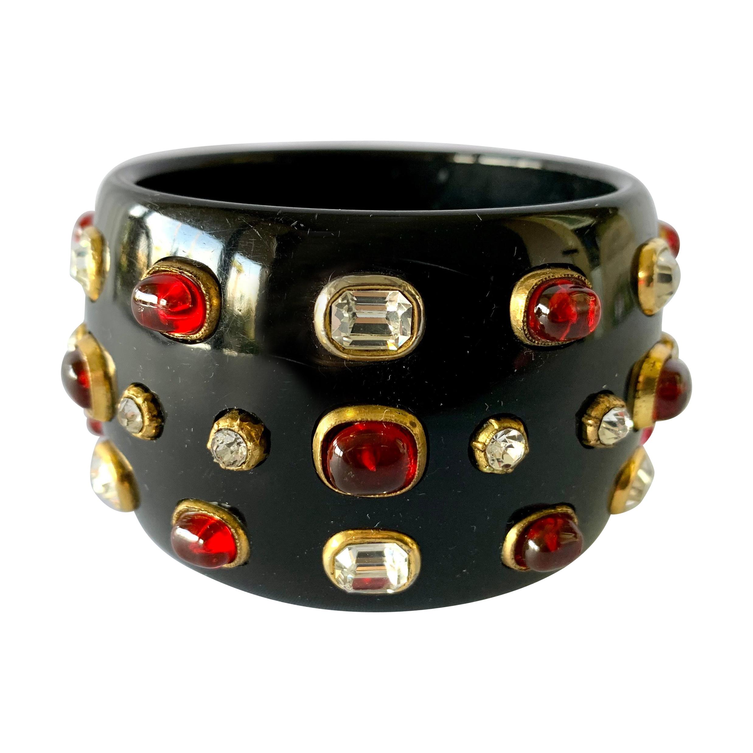 Chanel Maison Gripoix Poured Glass and Pearl Bracelet at 1stDibs