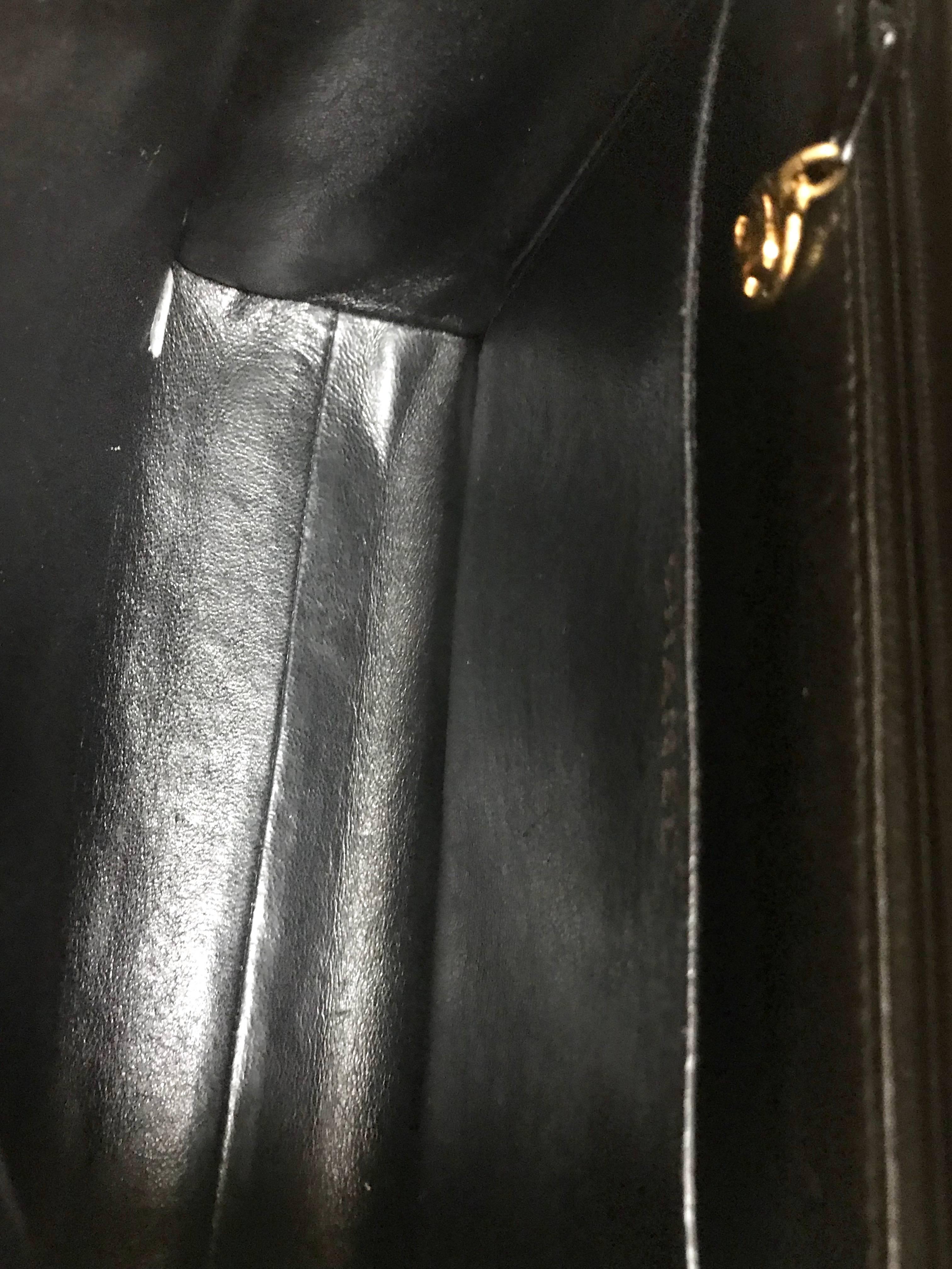 Vintage CHANEL black lamb leather 2.55 classic square shape shoulder bag with cc 10