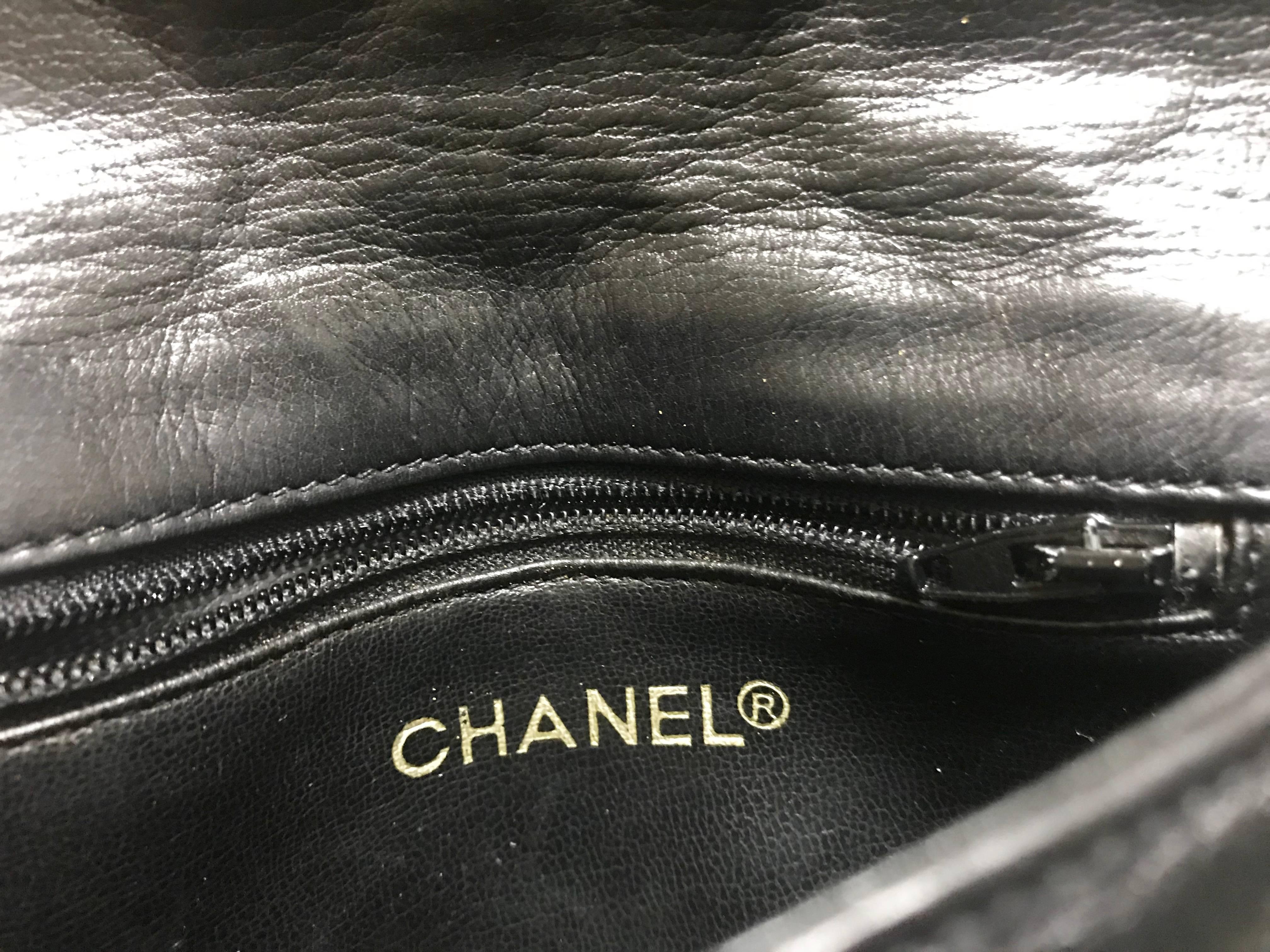 Chanel Vintage black lamb waist bag fanny pack with golden chain belt and CC  2