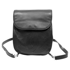 Vintage Chanel Black Lambskin CC Mark Backpack