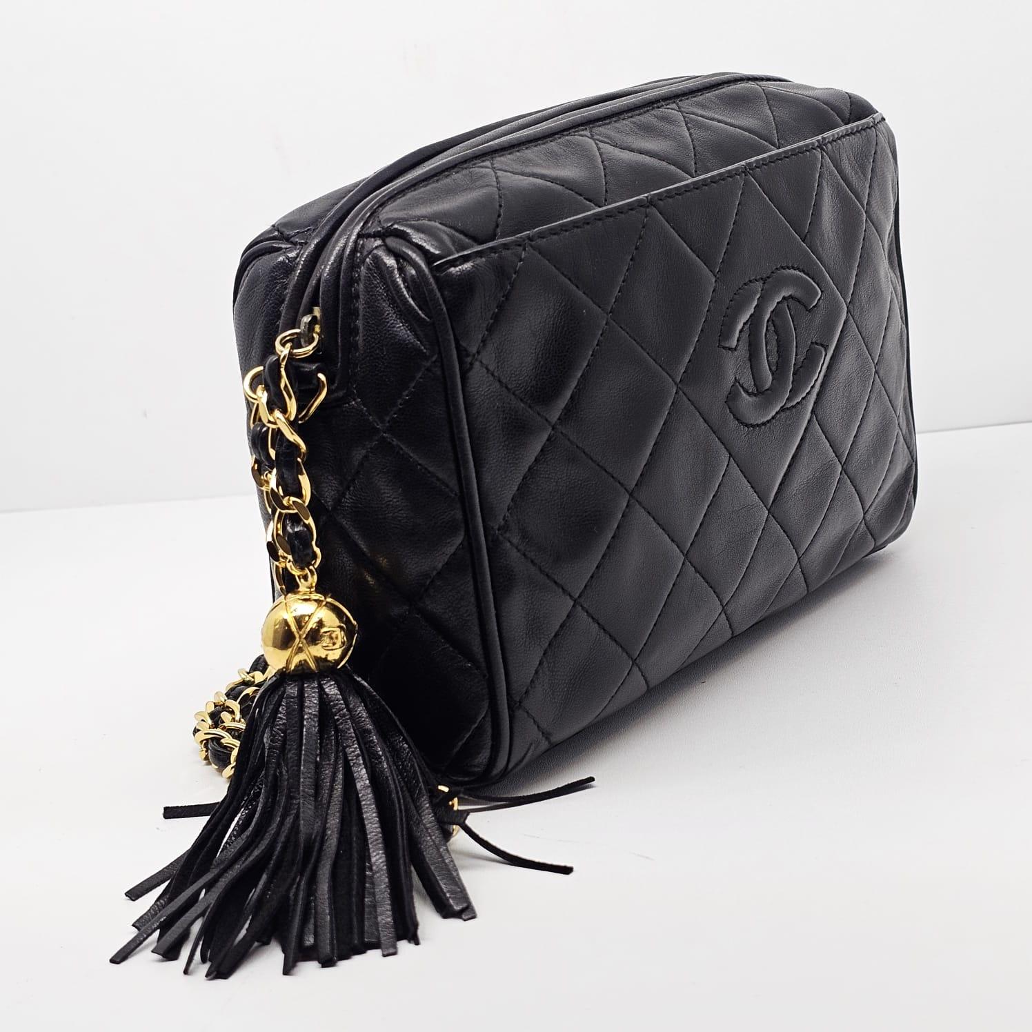 Vintage Chanel Black Lambskin Mini Camera Bag 8