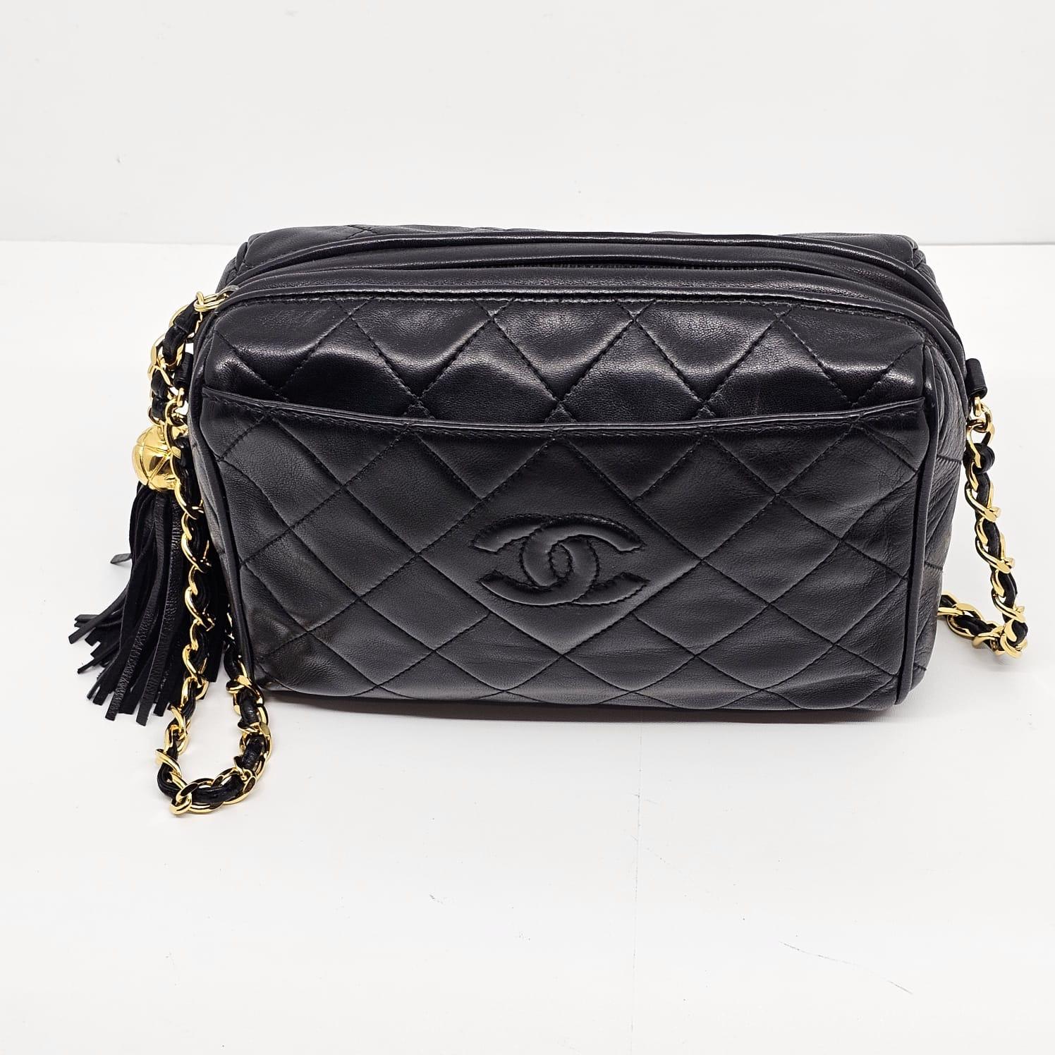 Vintage Chanel Black Lambskin Mini Camera Bag 9