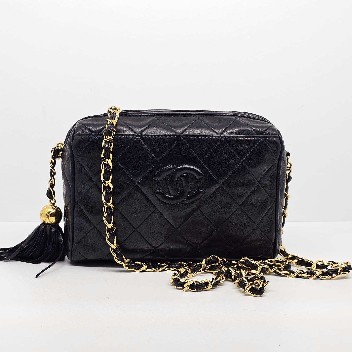 Vintage Chanel Black Lambskin Mini Camera Bag 3
