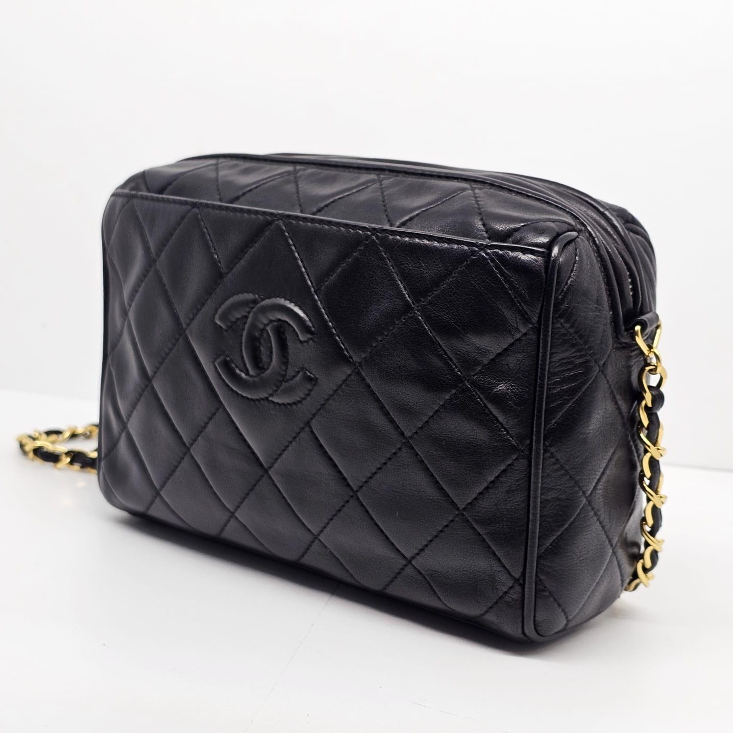Vintage Chanel Black Lambskin Mini Camera Bag 4