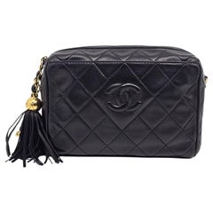 Vintage Chanel Black Lambskin Mini Camera Bag