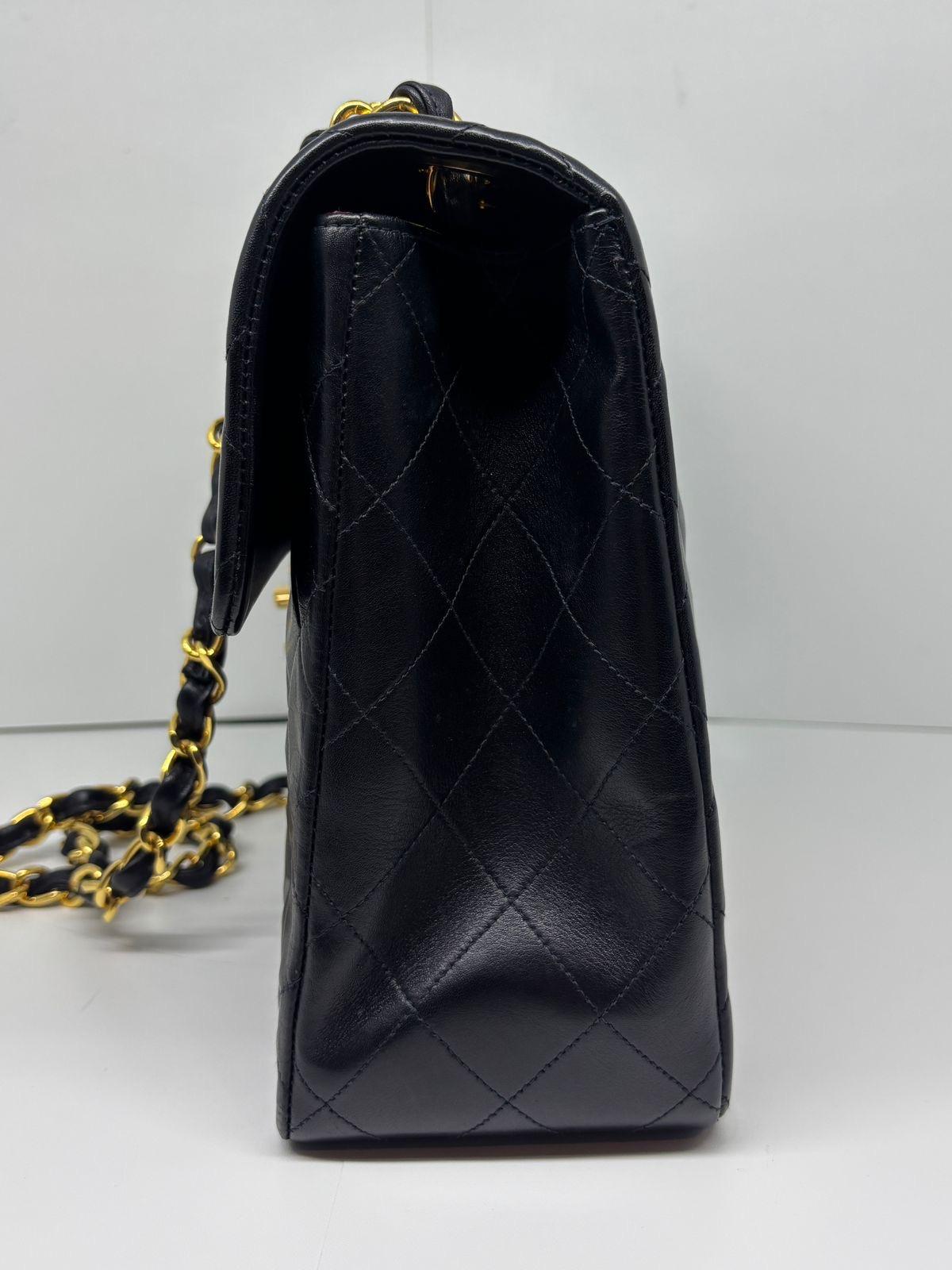 Vintage Chanel Black Lambskin Quilted Big CC Maxi Flap Bag For Sale 8
