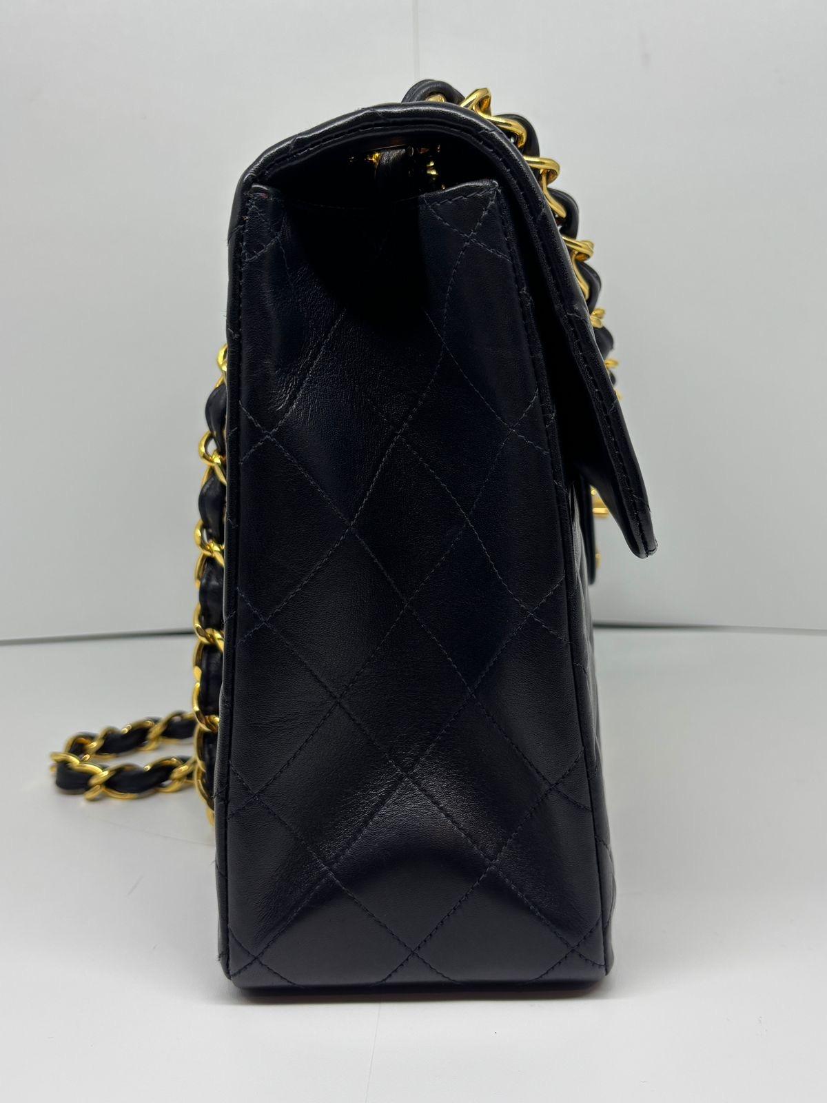 Vintage Chanel Black Lambskin Quilted Big CC Maxi Flap Bag For Sale 9