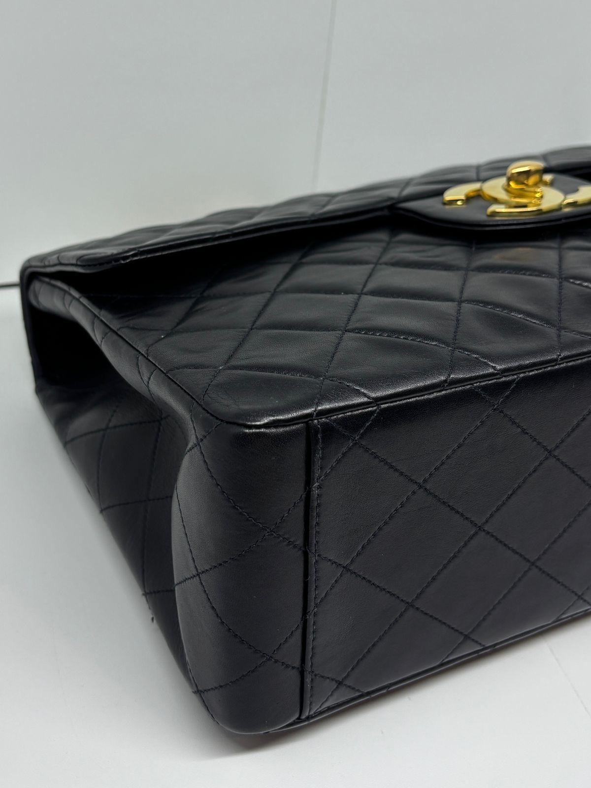 Vintage Chanel Black Lambskin Quilted Big CC Maxi Flap Bag For Sale 1