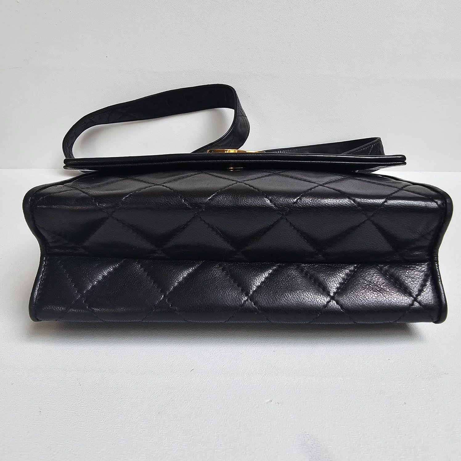 Vintage Chanel Black Lambskin Quilted Lucite Trim Shoulder Flap Bag For Sale 10