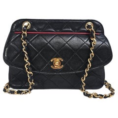 Used Chanel Black Lambskin Quilted Mini Flap Bag