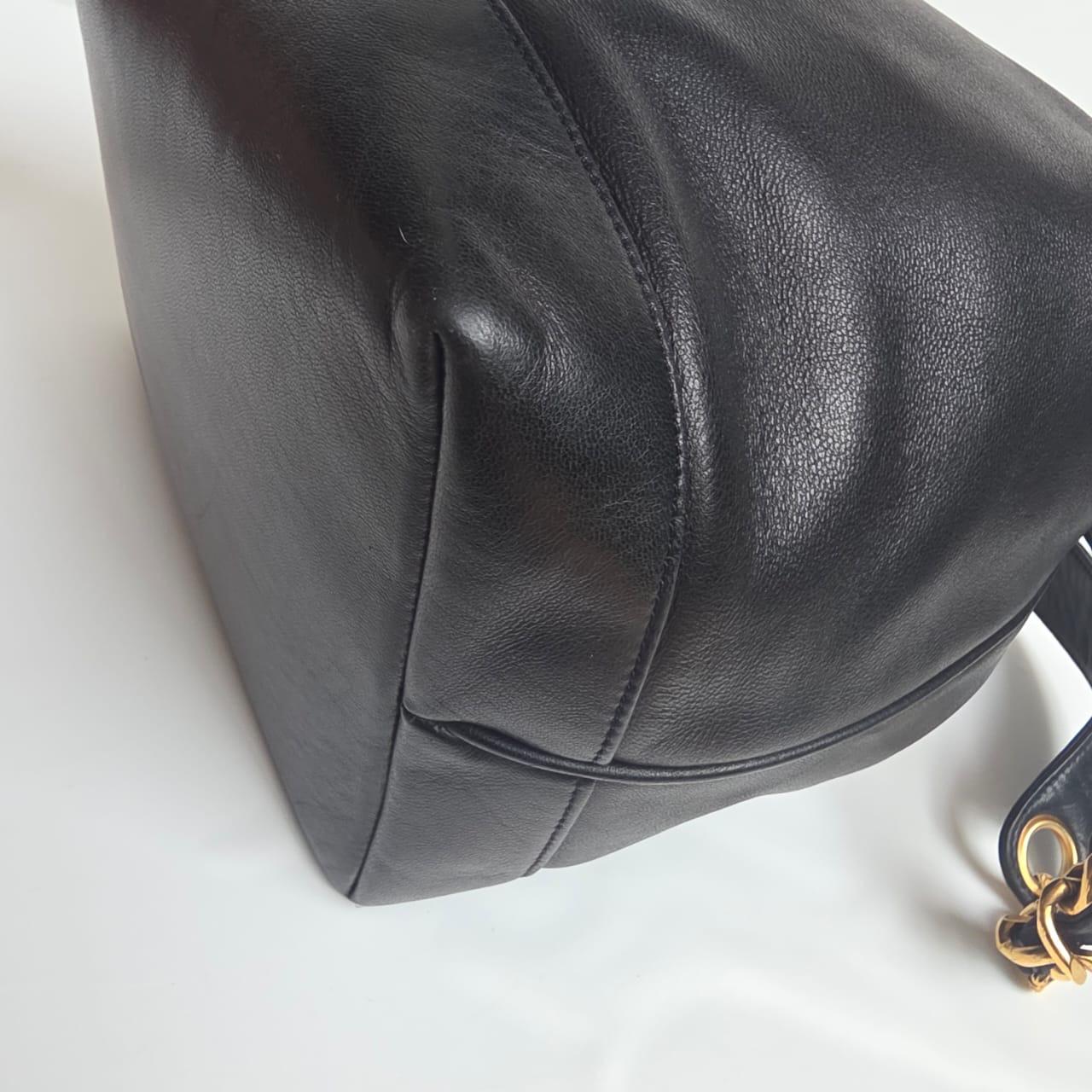 Vintage Chanel Black Lambskin Timeless CC Drawstring Hobo Shoulder Bag 6