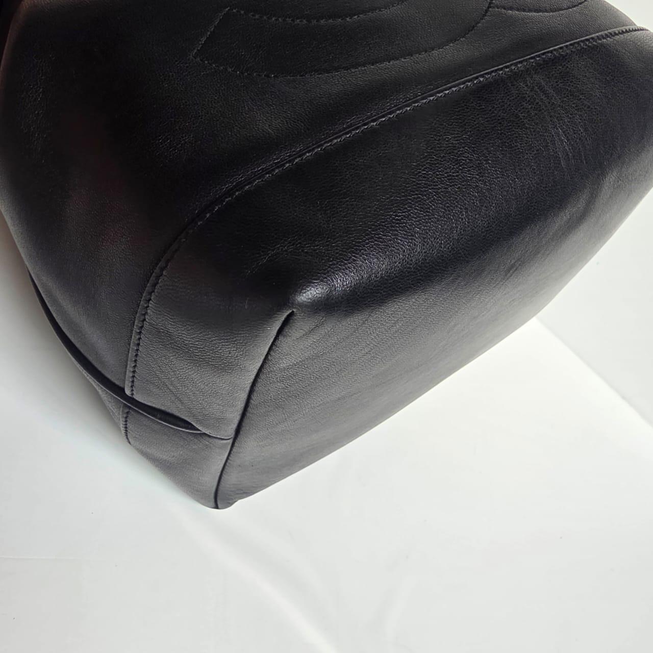 Vintage Chanel Black Lambskin Timeless CC Drawstring Hobo Shoulder Bag 7