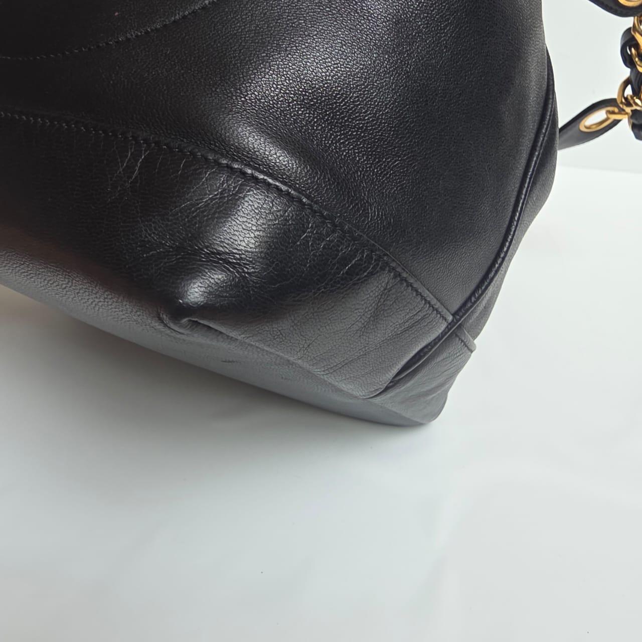 Vintage Chanel Black Lambskin Timeless CC Drawstring Hobo Shoulder Bag 13