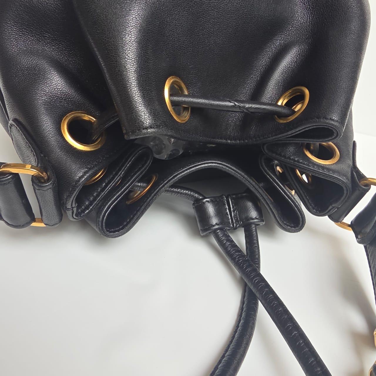 Vintage Chanel Black Lambskin Timeless CC Drawstring Hobo Shoulder Bag 4