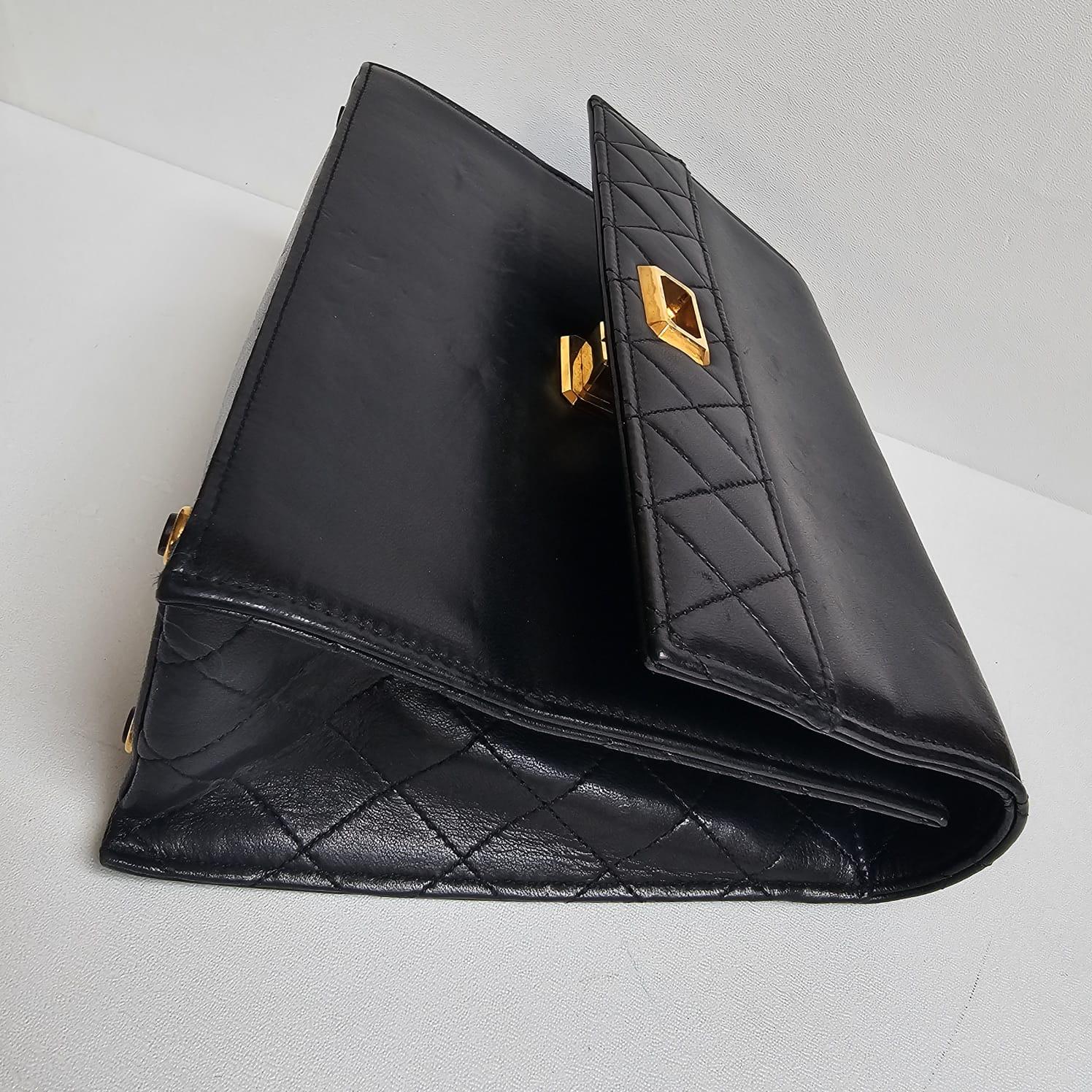 Vintage Chanel Black Lambskin Trapezoid Reissue Shoulder Bag For Sale 7