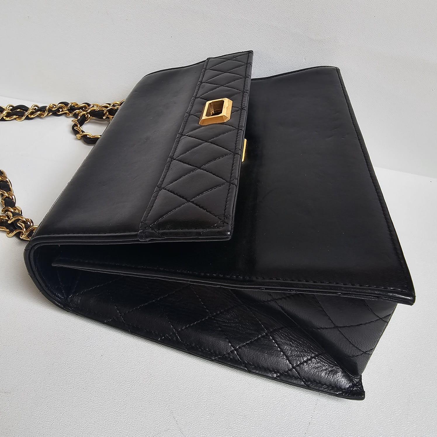 Vintage Chanel Black Lambskin Trapezoid Reissue Shoulder Bag For Sale 8