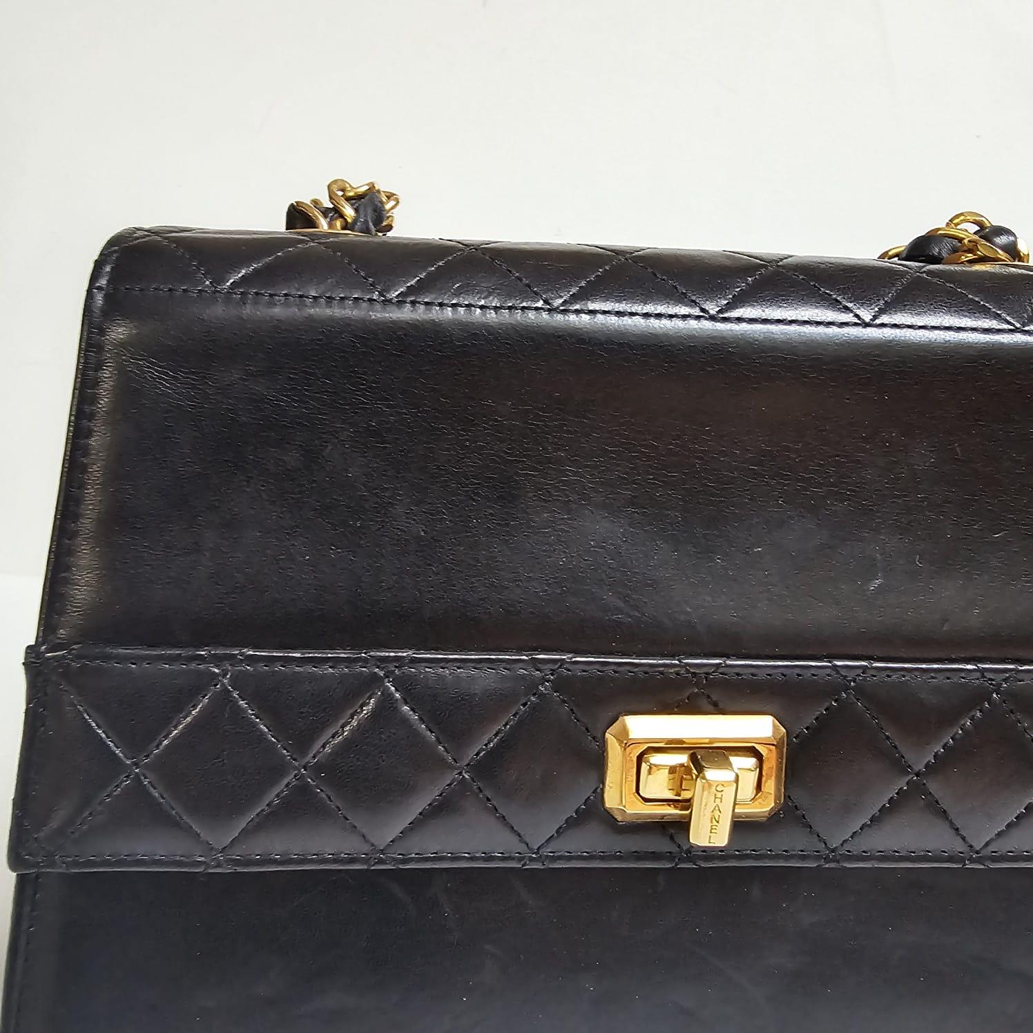 Vintage Chanel Black Lambskin Trapezoid Reissue Shoulder Bag For Sale 10