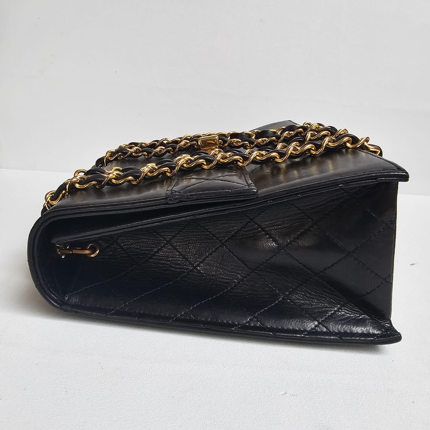 Vintage Chanel Black Lambskin Trapezoid Reissue Shoulder Bag For Sale 11