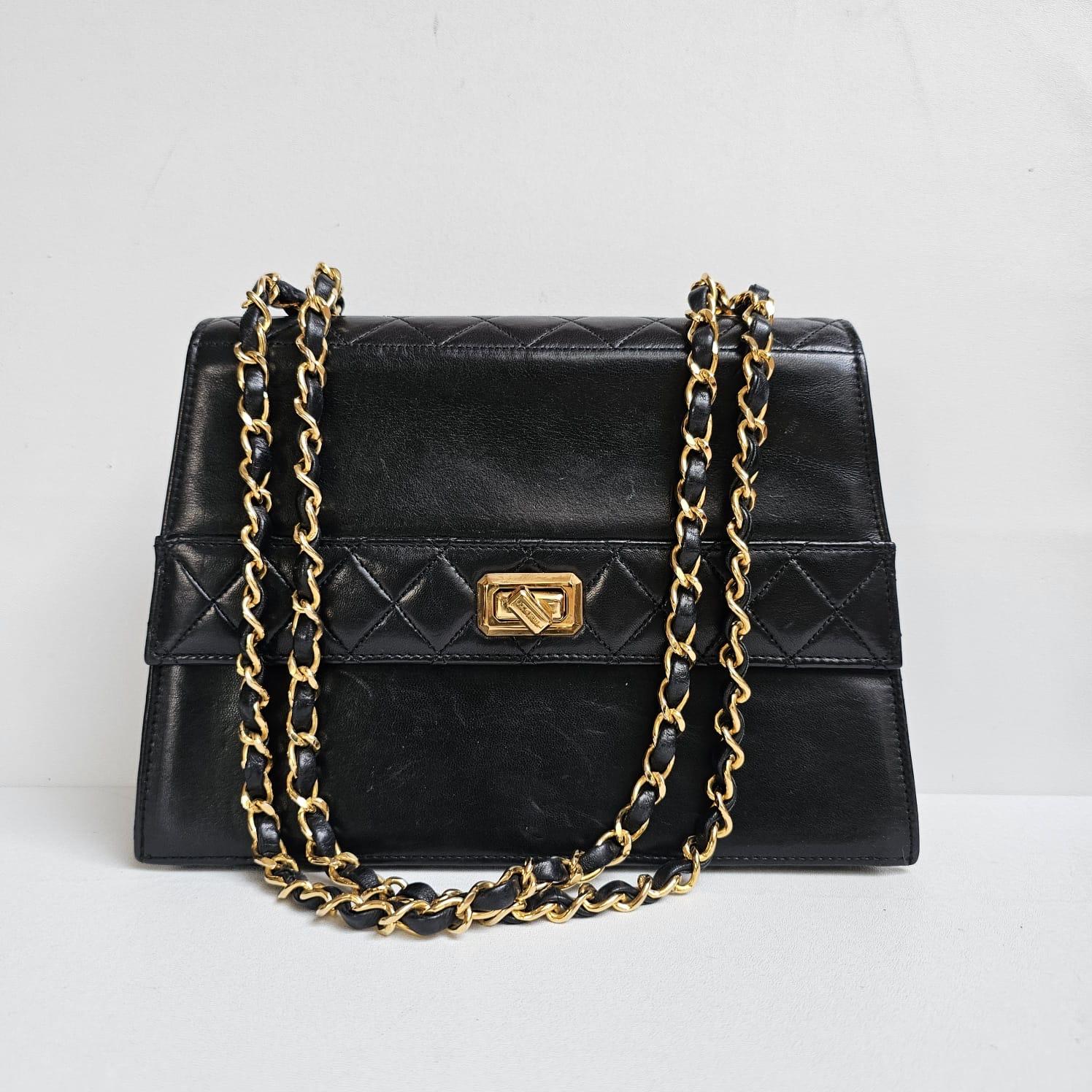Vintage Chanel Black Lambskin Trapezoid Reissue Shoulder Bag For Sale 15