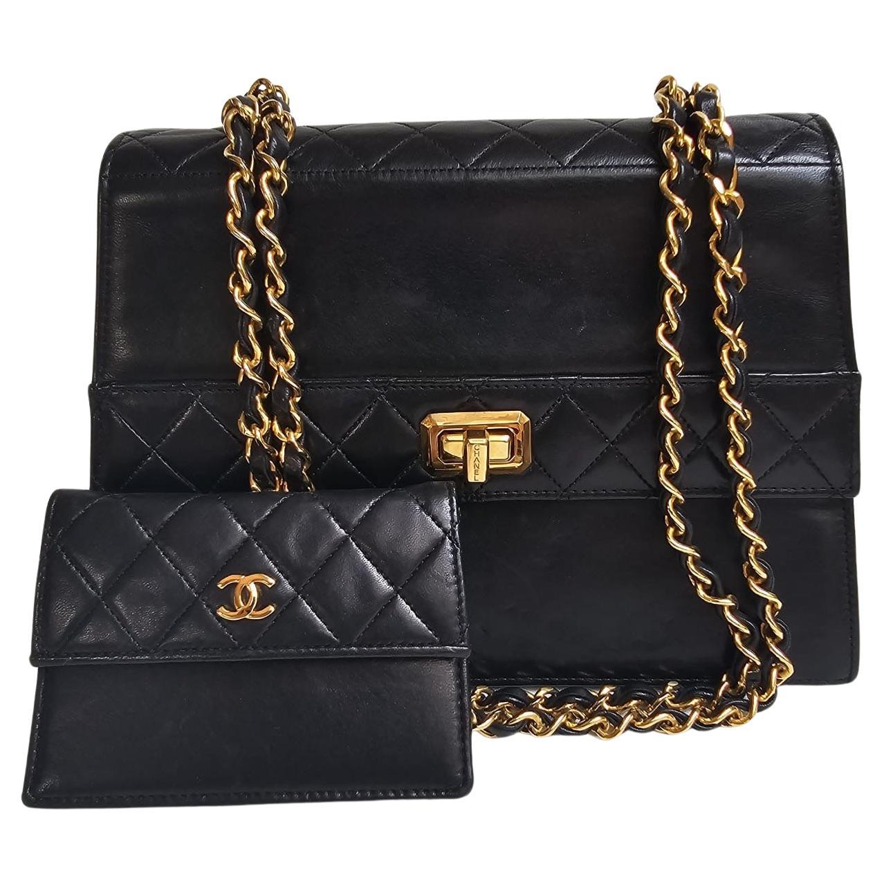 Vintage Chanel Black Lambskin Trapezoid Reissue Shoulder Bag For Sale