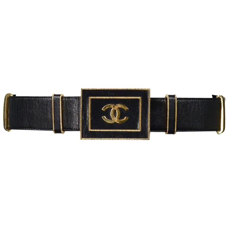 Vintage Chanel Black Leather and Gold CC Belt at 1stDibs | vintage ...