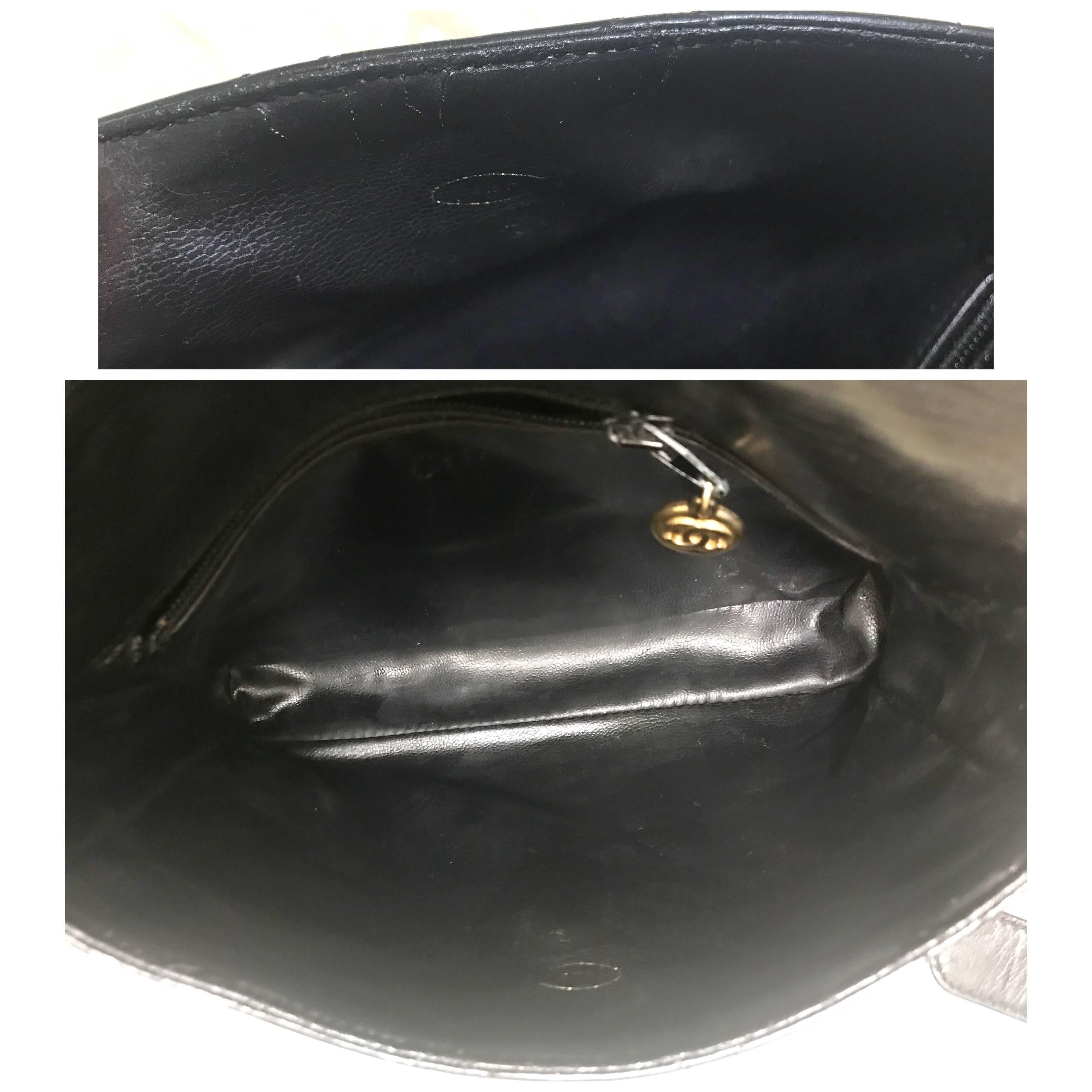 Chanel Vintage black leather waist purse and/or fanny bag with belt and CC motif 3