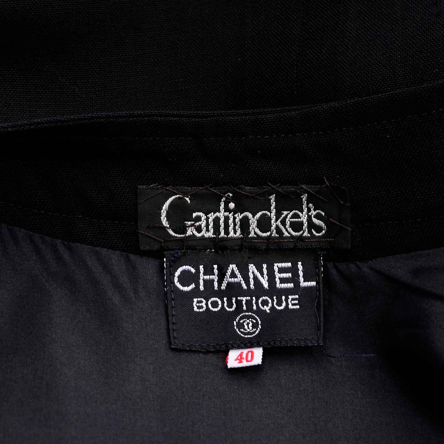 Vintage Chanel Black Linen Dress With Silk Lining & Coco Chanel Gold Buttons 4