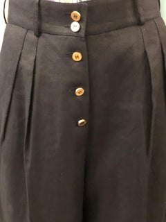 Chanel Black Linen Pleated Pants