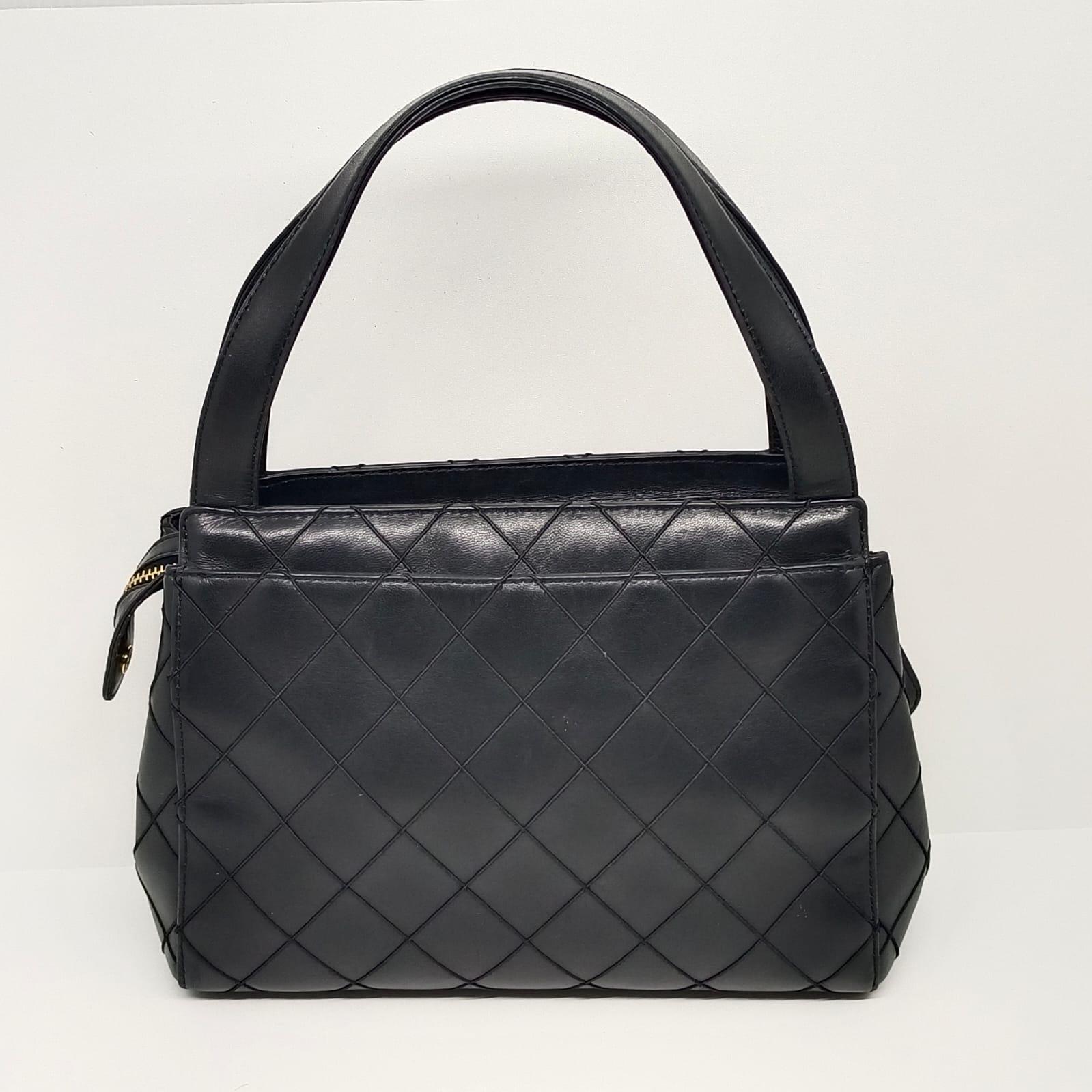 Vintage Chanel Black Mini Stitch Quilted Tote Bag 1