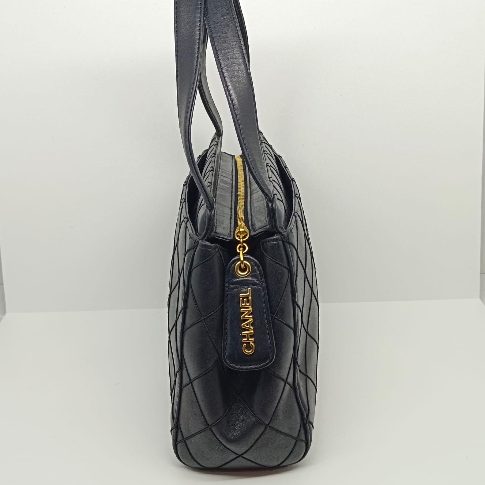 Vintage Chanel Black Mini Stitch Quilted Tote Bag 2