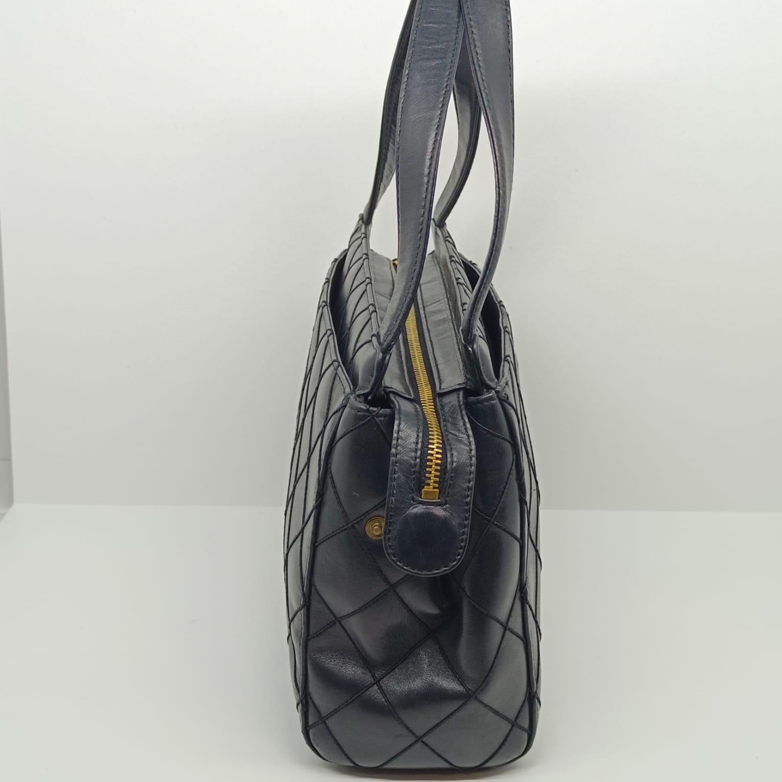 Vintage Chanel Black Mini Stitch Quilted Tote Bag 3