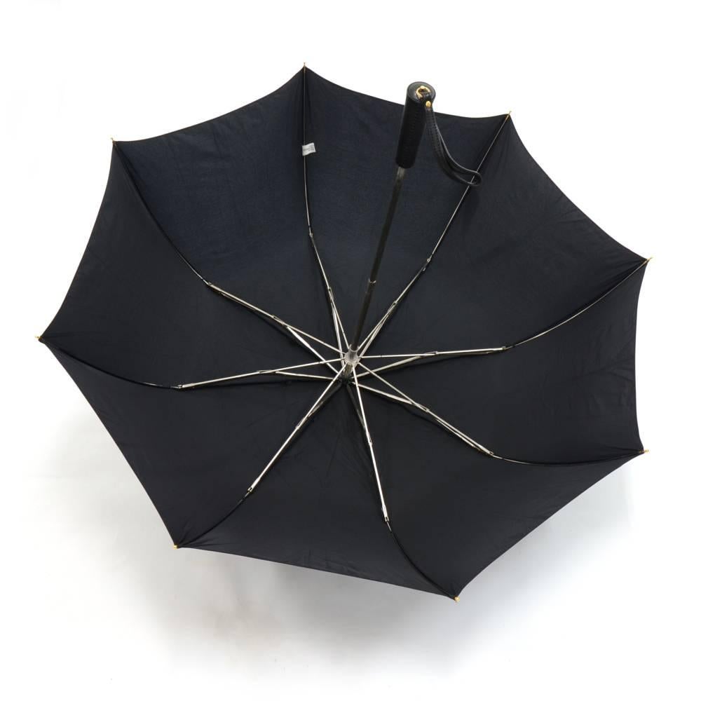 Chanel Vintage Black Nylon Umbrella With Patent Leather Case  1