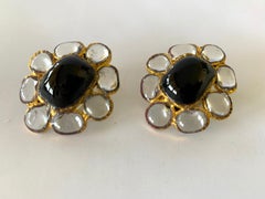 Vintage Chanel Black "pate de verre" Anglo Indian Style Earrings